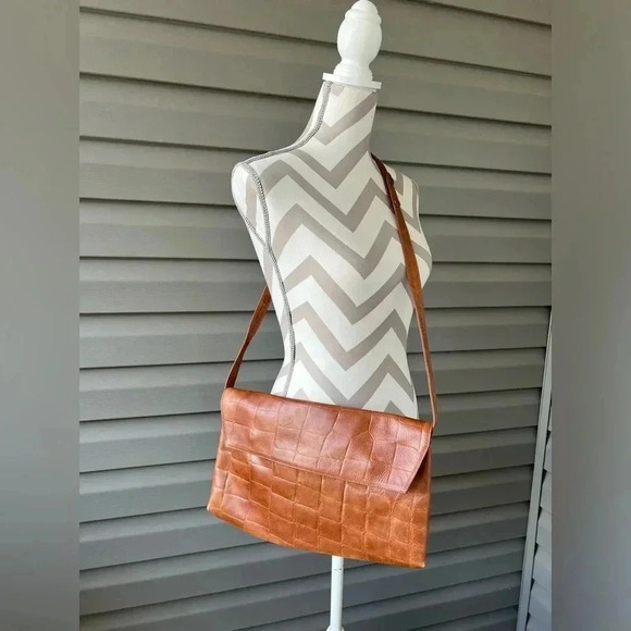 Handbags - CW Marianelli leather / alligator crossbody/pouch Bag Brown Removable Strap